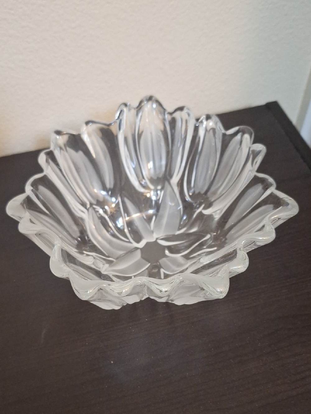 Vintage Mikasa Glass Scalloped Decorative Frosted Bowl